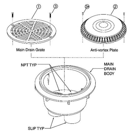 Pentair PacFab Dual Bottom Port Main Drain