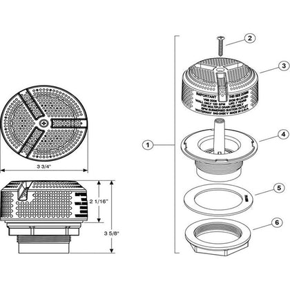 Waterway 3.5" Ultra Hi-Flo Suction Fitting(2-3/8" Hole Size)