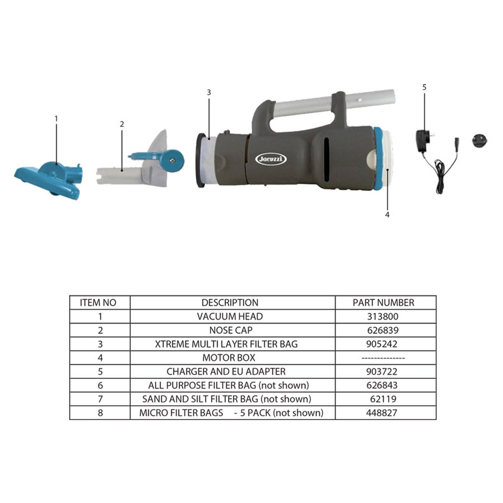 Jacuzzi JPV200 Professional Grade Pool/Spa Vacuum, 25150GL