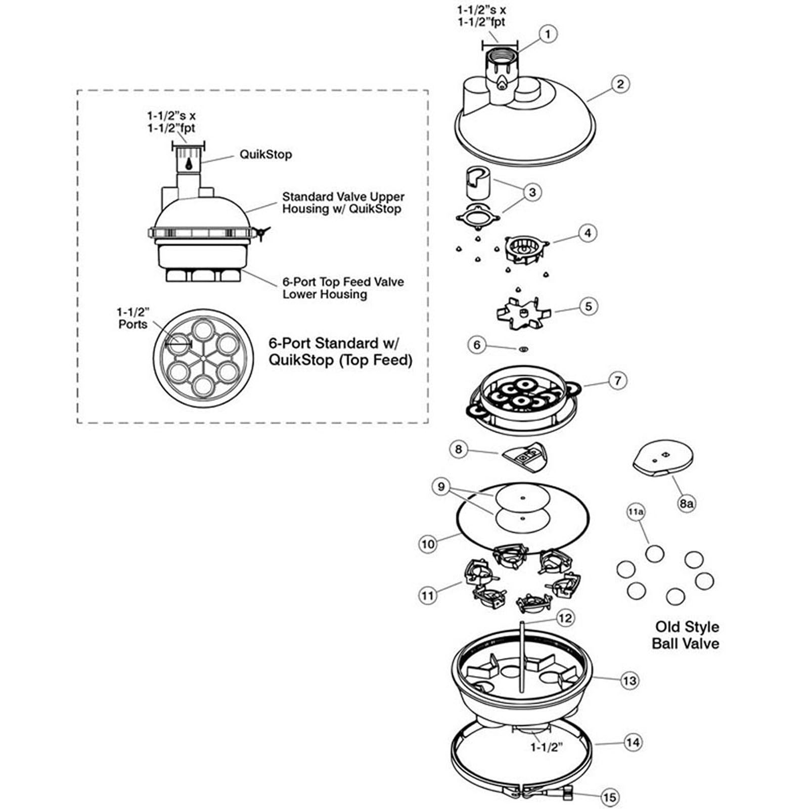 A&A Manufacturing 6 Port 1-1/2" Top Feed In-Floor Valve