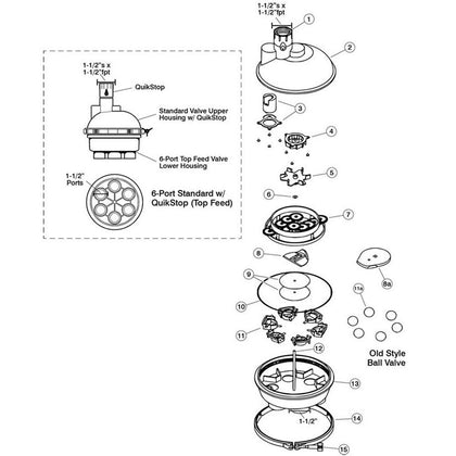 A&A Manufacturing 6 Port 1-1/2" Top Feed In-Floor Valve