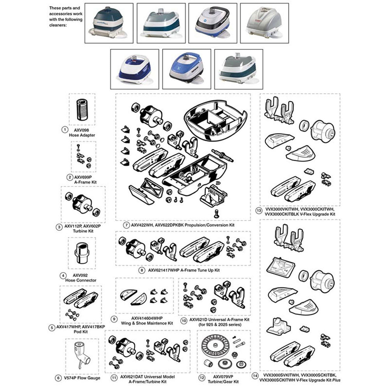 Hayward PoolVac,Plus,Ultra, & Navigator Suction Cleaner Kits