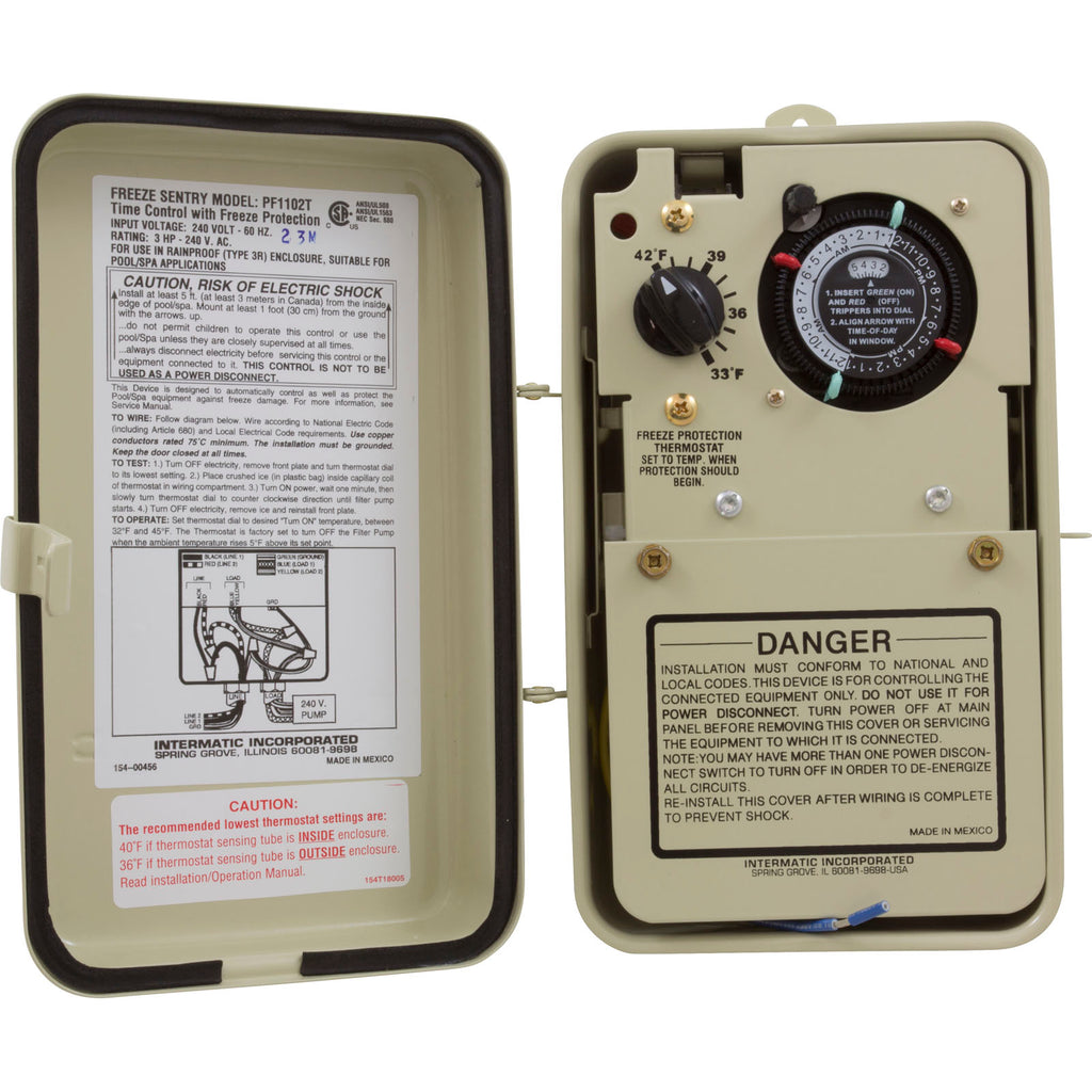 Timer, Intermatic PF1102T,230v,w/Freeze Protection,Enclosed ...